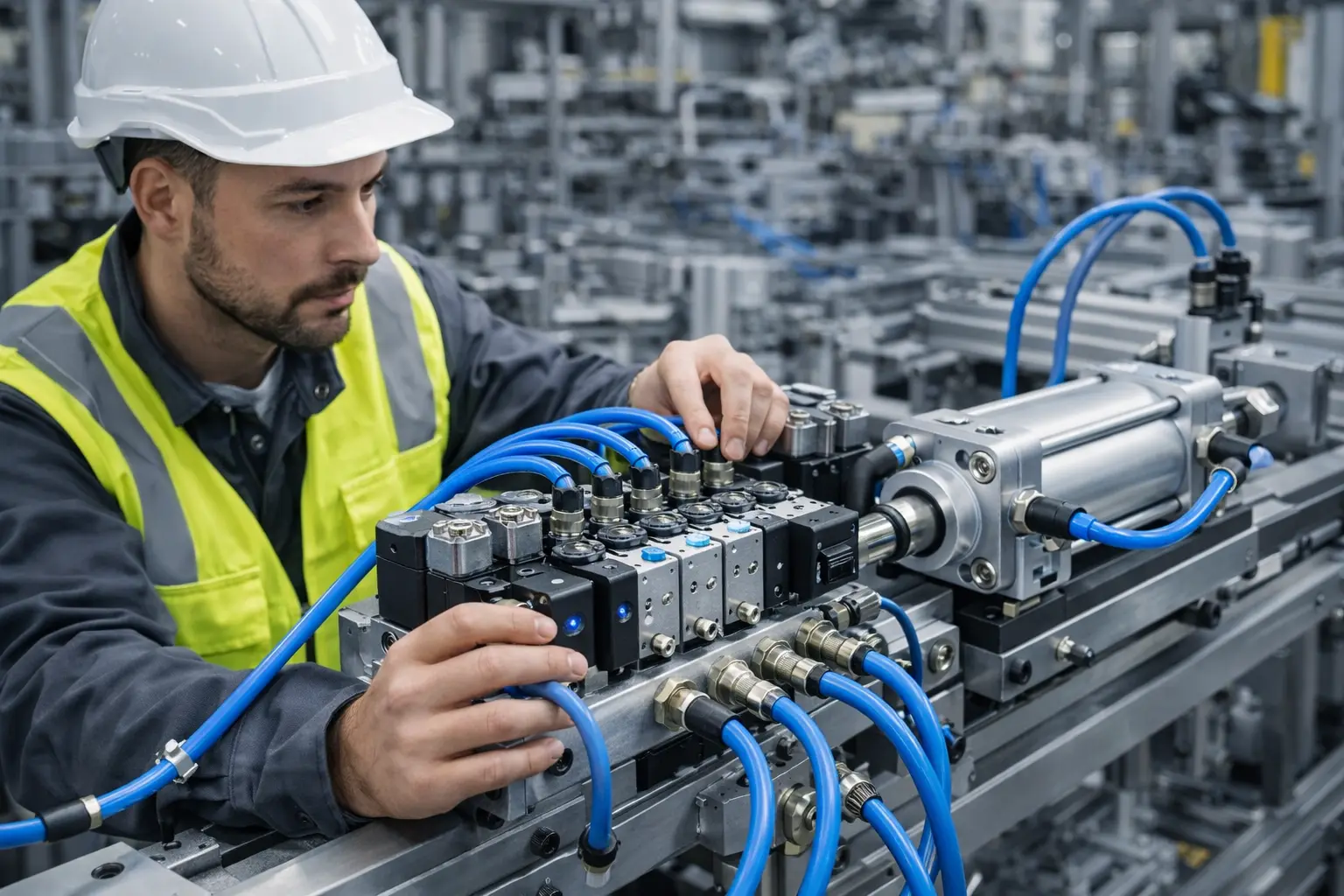 Mantenimiento de sistema neumático industrial en planta